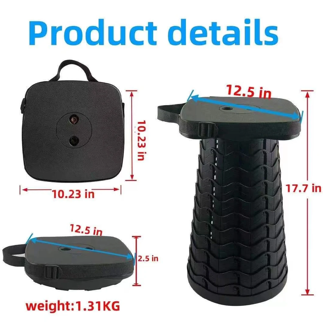 Second Generation Outdoor Telescopic Lightweight Round Fishing Portable Retractable Plastic Travel Camping Gardening Folding Retractable Stool