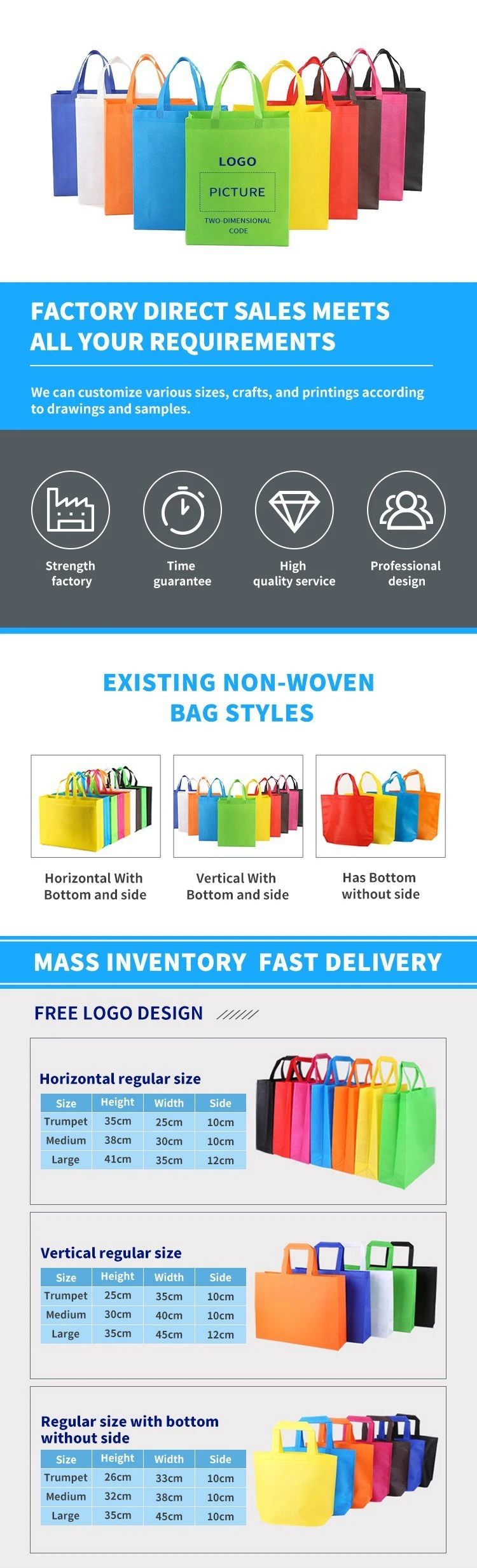 Wholesale Promotional Custom Shopping Non Woven Bag with Print Logo