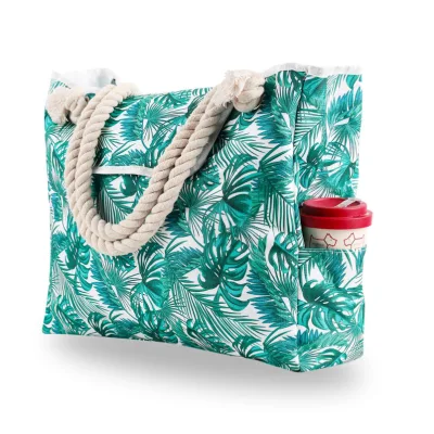 Summer Large Capacity Beach Bag Crossbody Fashion Print Women′s Canvas Shoulder Handbag