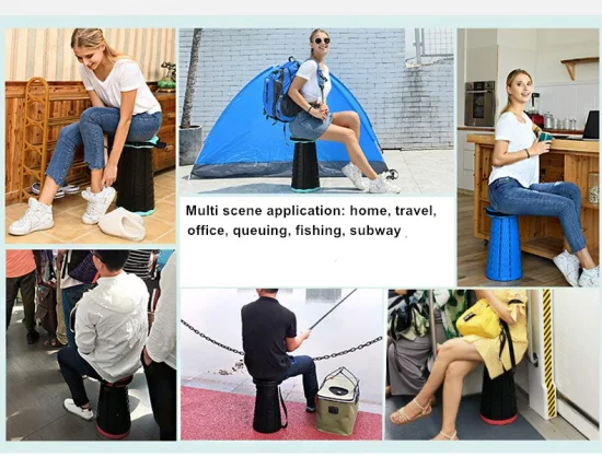 Second Generation Outdoor Telescopic Lightweight Round Fishing Portable Retractable Plastic Travel Camping Gardening Folding Retractable Stool