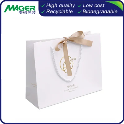 FSC Certificate White Board Recycled Packaging Carry Bag with Handles for Gift Paper Bag