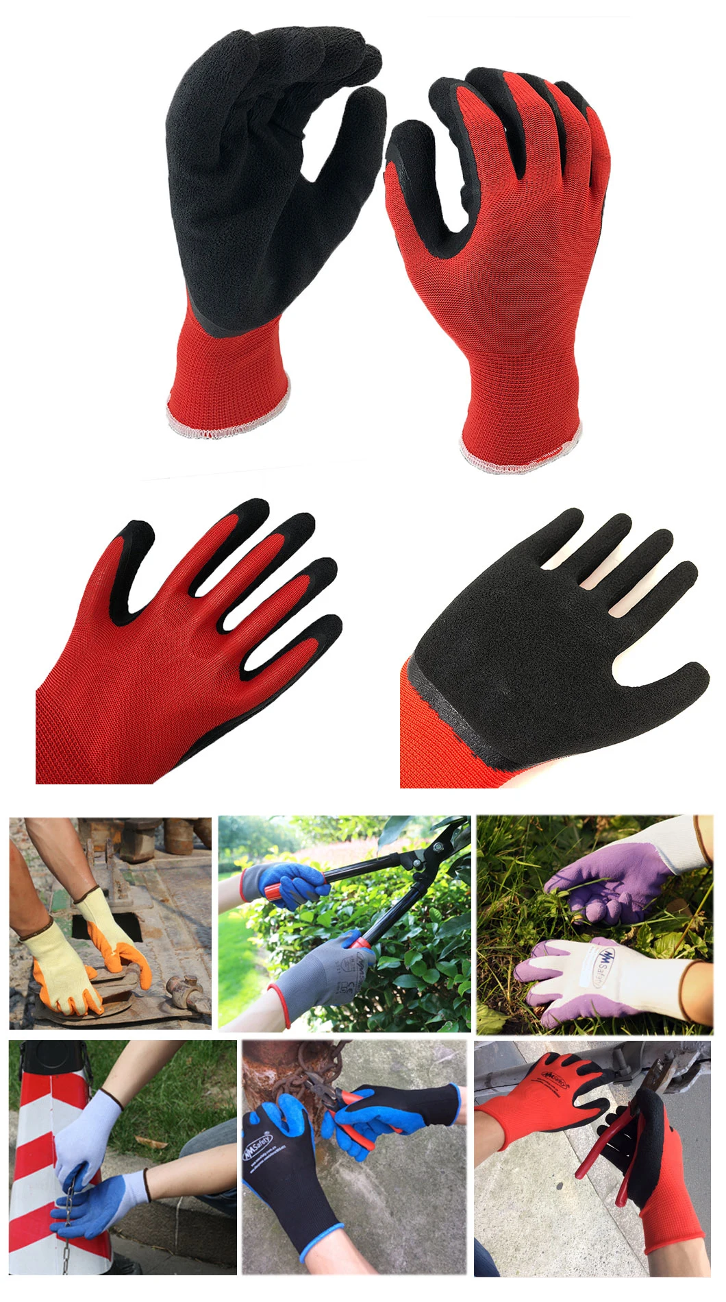 Nmsafety China Foam Latex Palm Coated Gardening Glove Supplies