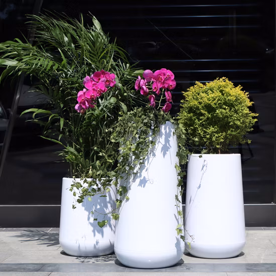 Leizisure Luxury Vertical Round Flower Pot Garden Planters Plastic Macetas