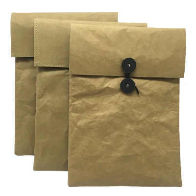 Customized Tyvek Prewashed Washable Kraft Paper File Bags Felt Laptop Sleeves